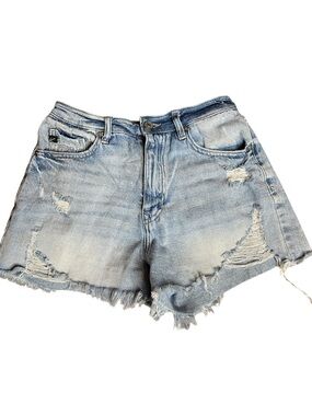 KanCan Distressed Denim Shorts Size 26 Light Wash Frayed Cutoff Festival Boho